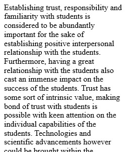 Clinical Field Experience C Assignment1: How to establish trust and respect among students